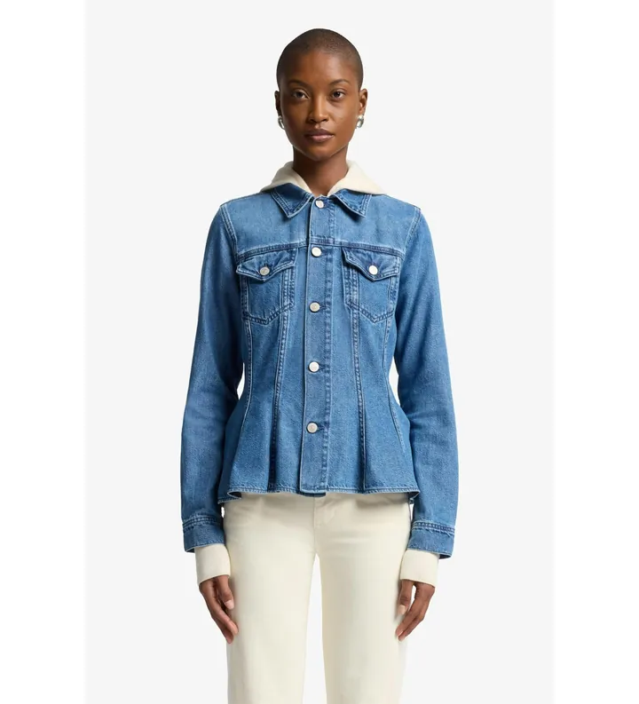 7 For All Mankind para mujer. 7U400E381BB Cazadora Hilo azul (M), Casual, Algodón, Denim