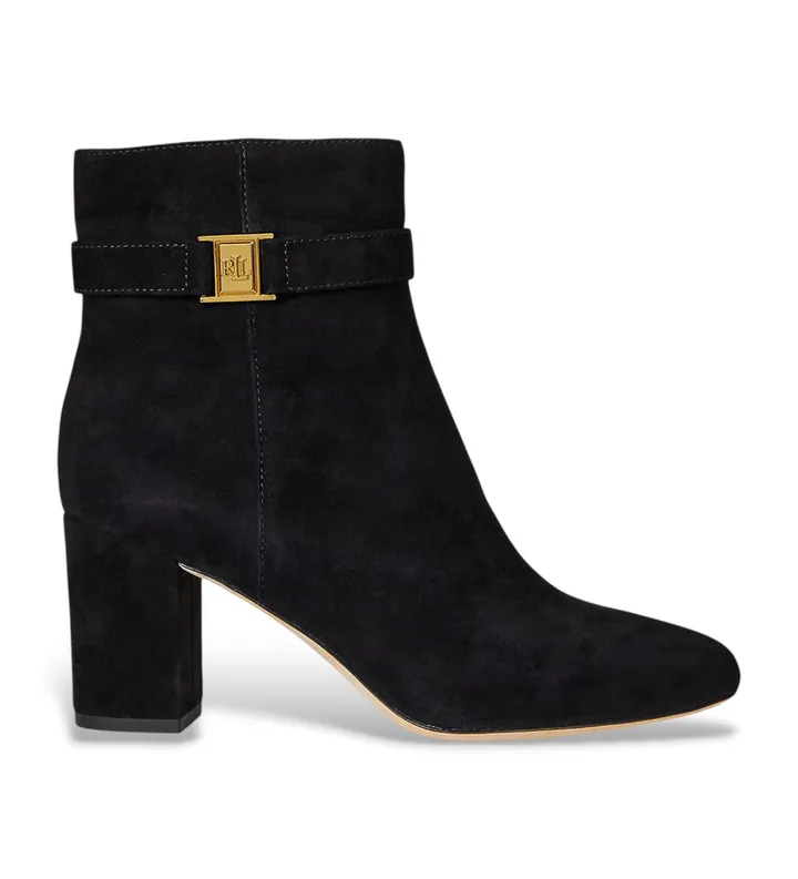Lauren Ralph Lauren para mujer. 802967827001 Botines de piel Kelie negro (35), 1 a 3cm, Cremallera, Casual