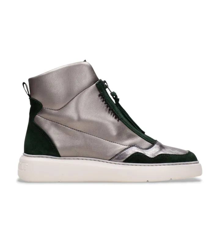 Hispanitas para mujer. CHI243654 Zapatillas de Piel Picual gris (35), Plano, Cremallera, Casual
