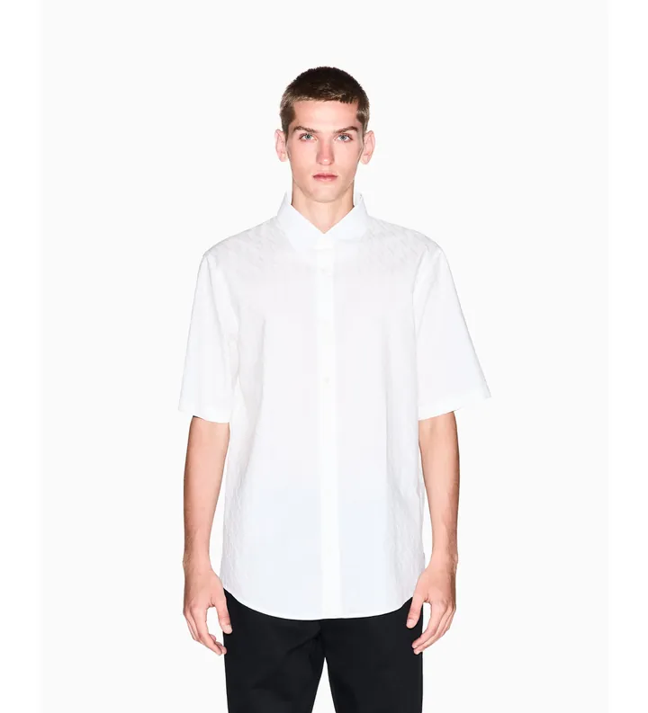 A|X Armani Exchange para hombre. XM001935AF16631U0009 Camisa Regular blanco (L), Casual, Algodón, Manga corta