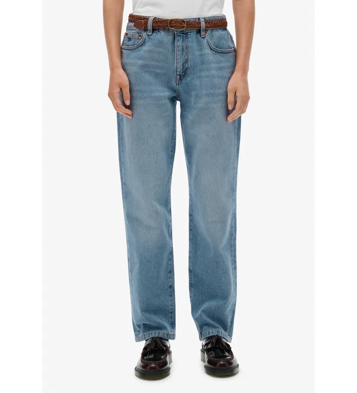 Superdry para mujer. W7011259A Jeans Mid Rise Straight azul (26/32), Casual, Algodón, Denim