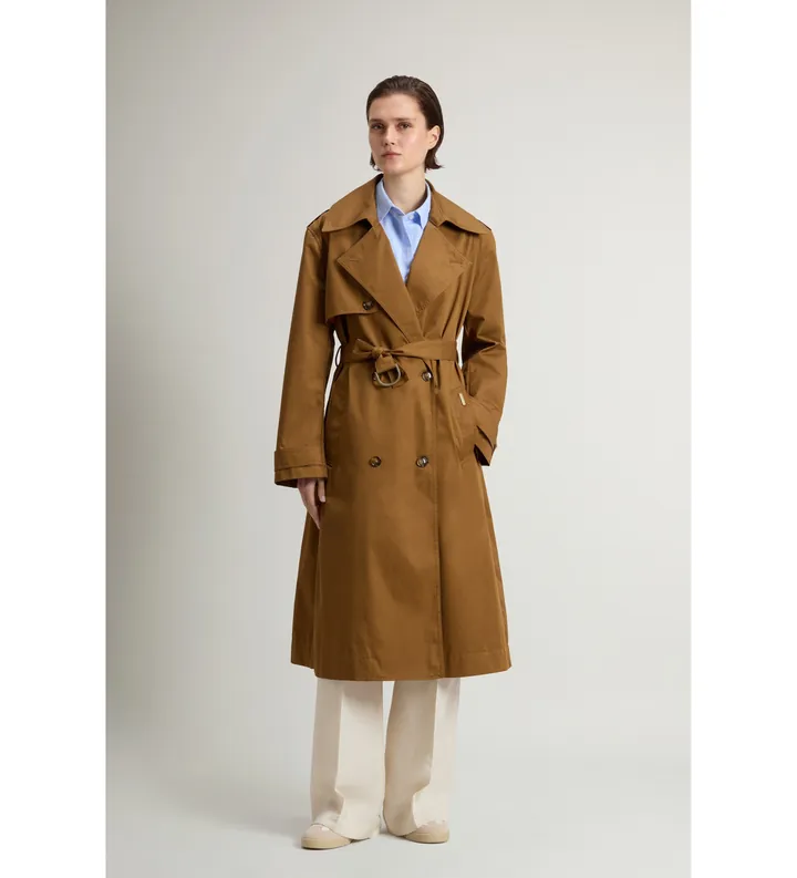 Woolrich para mujer. CFWWOU2251FRUT5303 Gabardina de puro algodón (L), Marrón, Casual