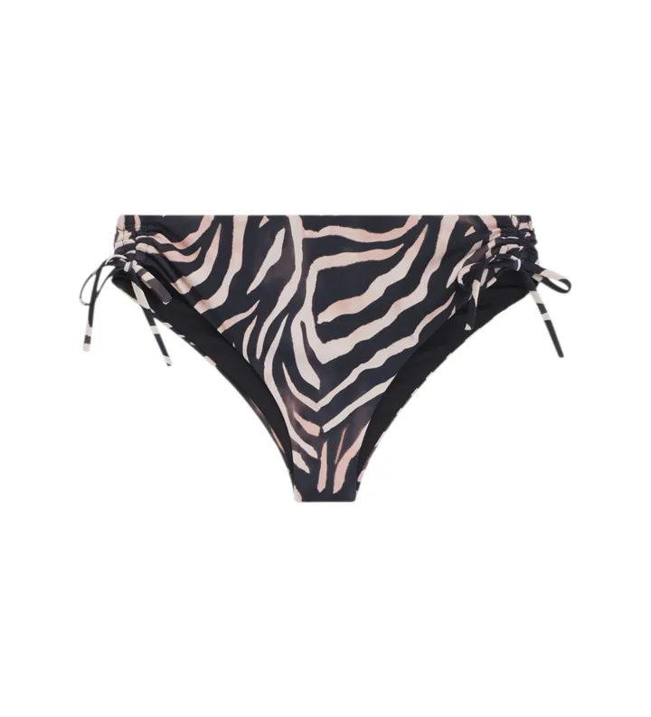 HUGO para mujer. 50561305 Braguita de bikini estampada con colgante con logo apilado negro (L), Beachwear, Poliamida