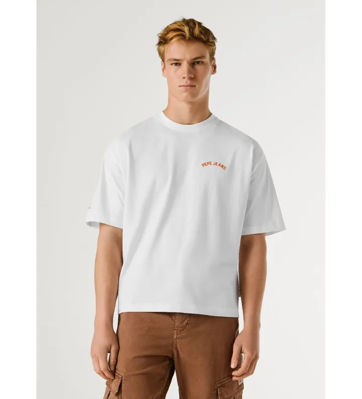Pepe Jeans para hombre. PM5010307 Camiseta Gideon Multicolor blanco (L), Casual, Algodón, Manga corta