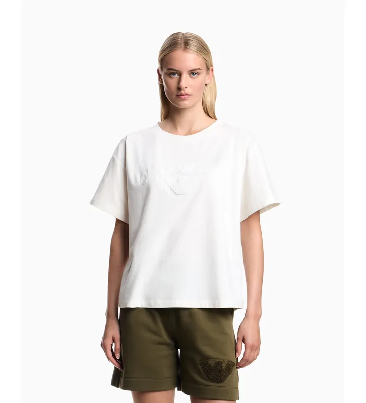 Emporio Armani para mujer. EW004077_AF20244 Camiseta Line blanco (M), Casual, Algodón, Manga corta