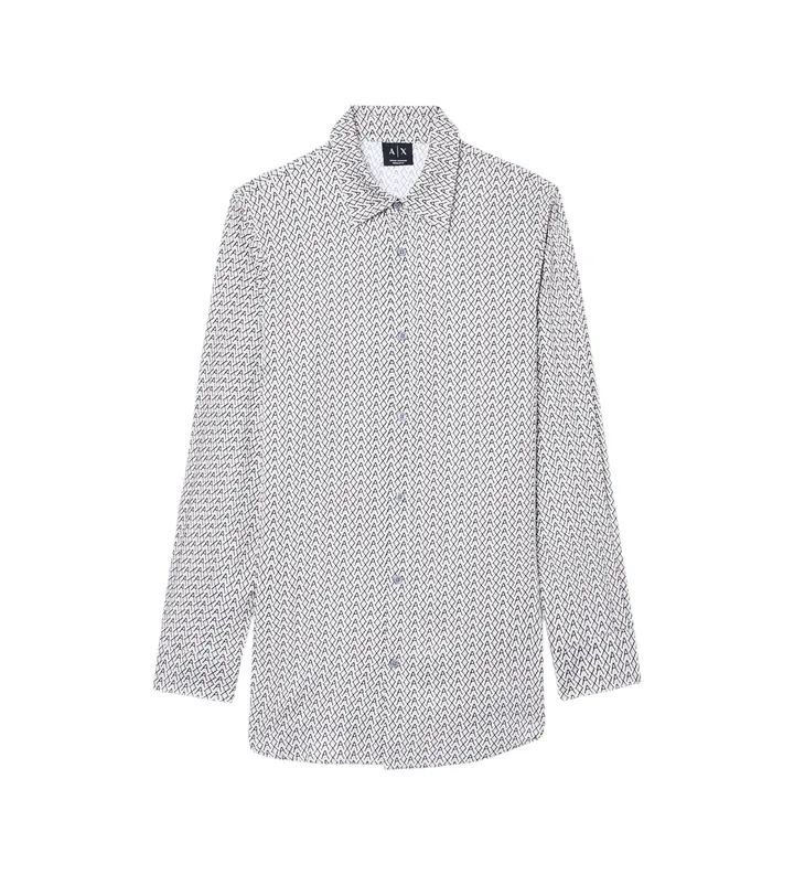 A|X Armani Exchange para hombre. XM001821AF13235F0143 Camisa Guru Crema (L), Negro, Casual, Algodón, Manga larga