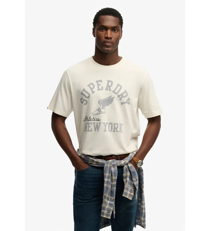 Superdry para hombre. M1012364A Camiseta Athletic Essential beige (L), Casual, Algodón, Manga corta