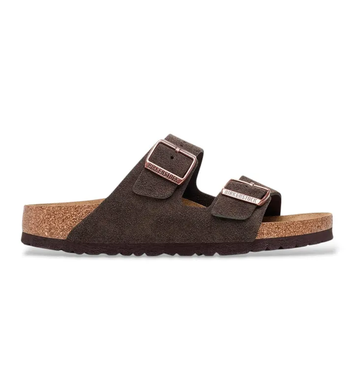 Birkenstock para mujer. 1027083 Sandalias de Piel Arizona (Ajuste Estrecho) marrón (37), Plano, Ante, Hebilla, Casual