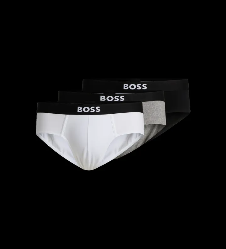 BOSS para hombre. 50546561 Pack 3 Slips Logo en la Cintura blanco, gris, negro (L), Homewear, Algodón