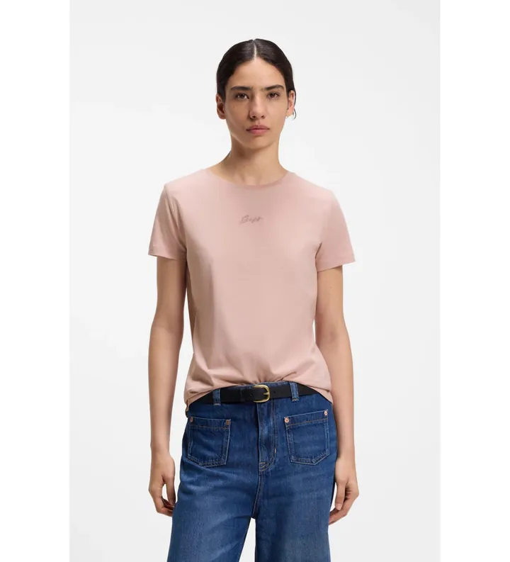 BOSS para mujer. 50554696 Camiseta Elove rosa (L), Casual, Algodón, Manga corta