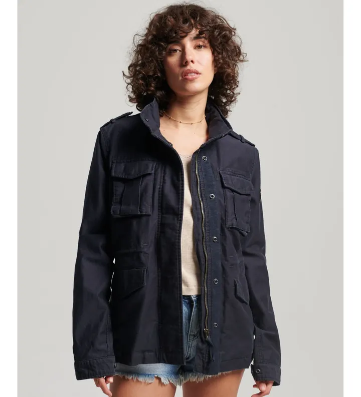 Superdry para mujer. W5011524A Chaqueta Vintage M65 marino (S), Casual, Algodón, Manga larga