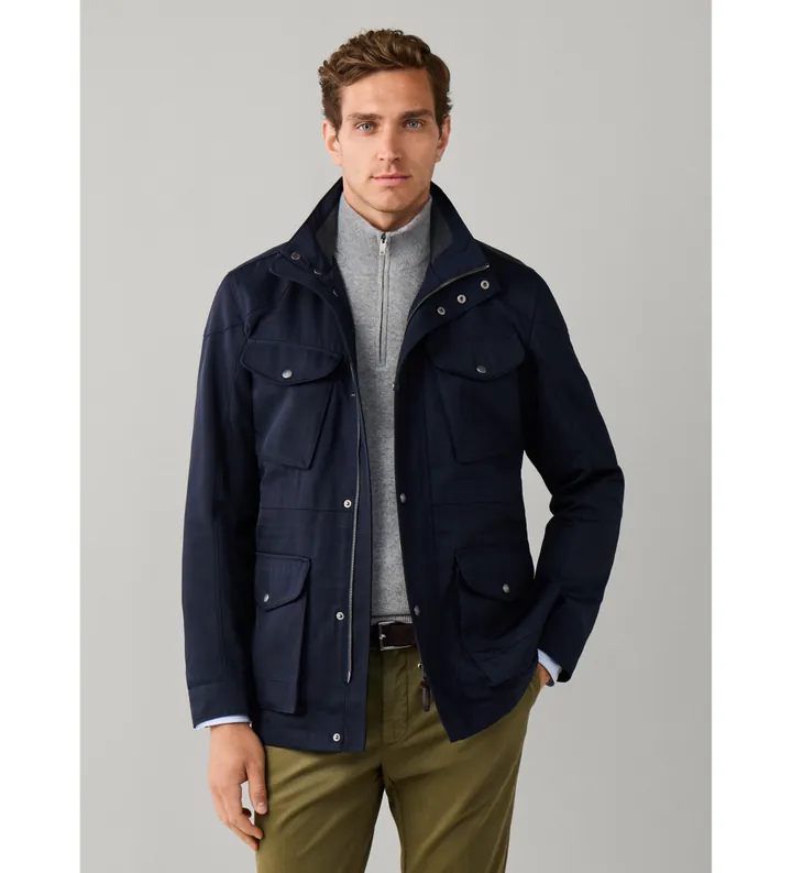 Hackett London para hombre. HM4000218 Chaqueta Velospeed azul marino (L), Casual, Poliéster