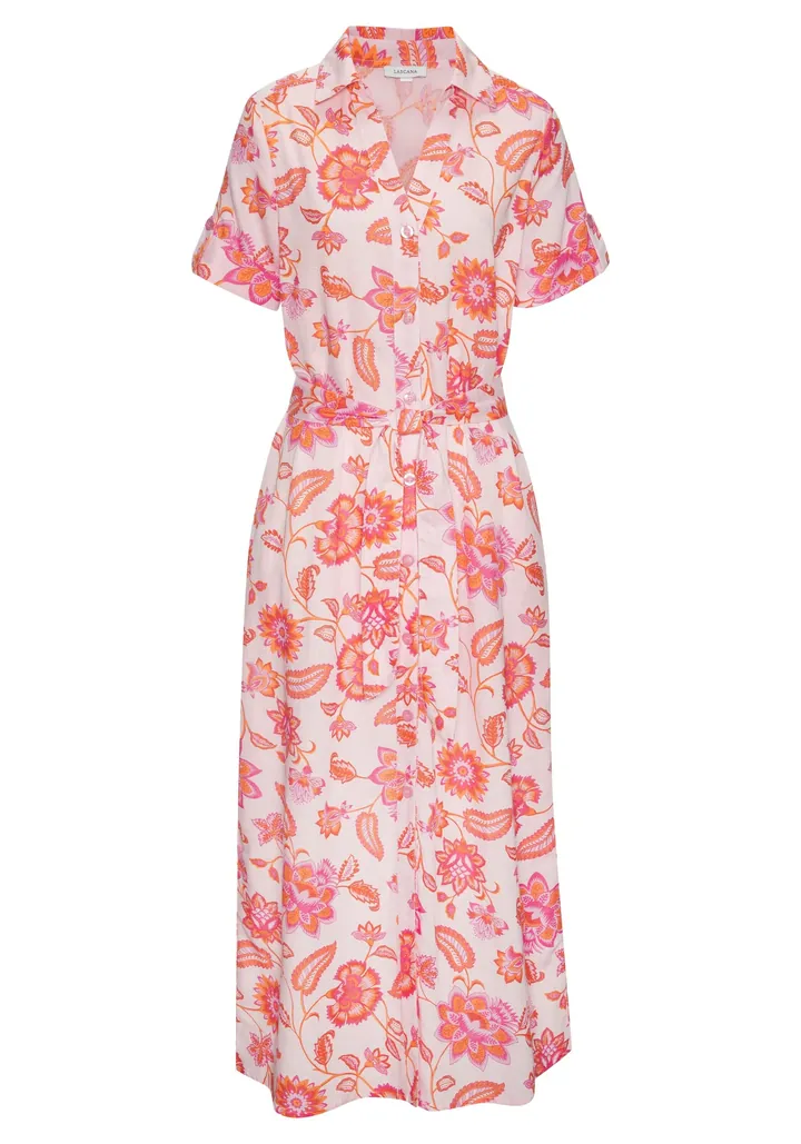 LASCANA Vestido camisero naranja / rosa / rosa pastel