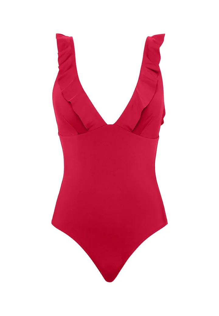 SEA LEVEL Traje de baño 'Frill Essentials' rojo