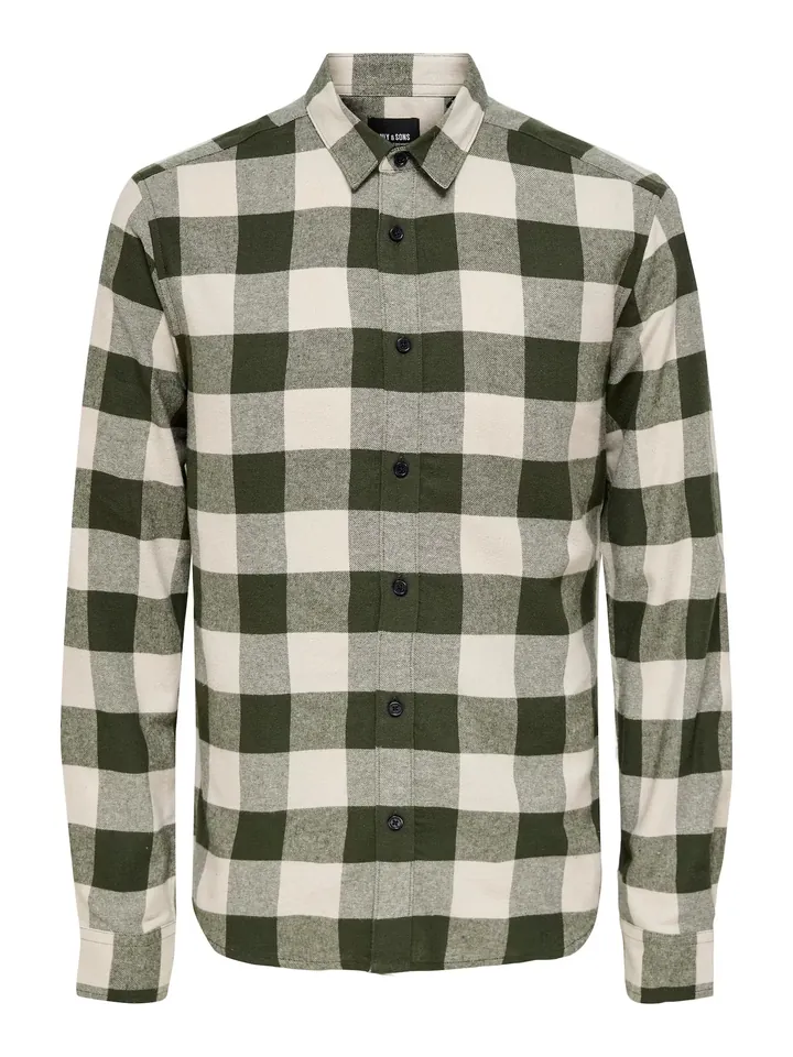 Only & Sons Camisa  ecru / oliva / verde oscuro