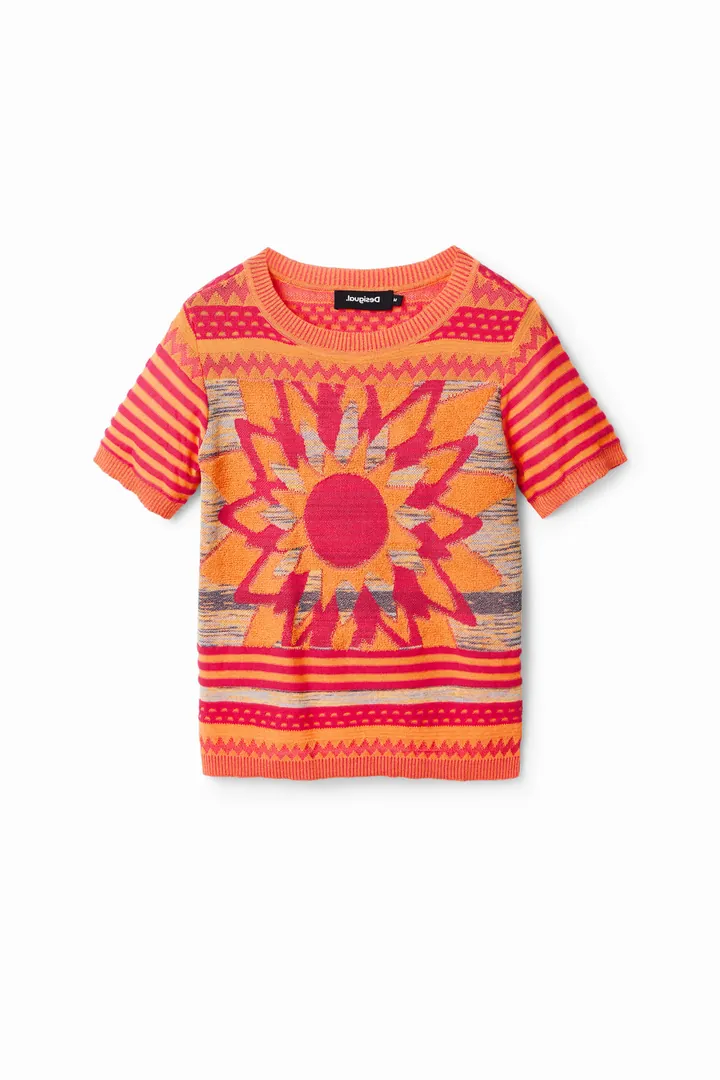 Desigual, Camiseta punto flor, Naranja, XS
