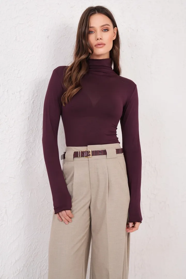 Trend Alaçatı Stili Camiseta  borgoña
