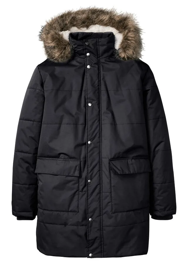 Parka de invierno con forro de peluche y capucha desmontable