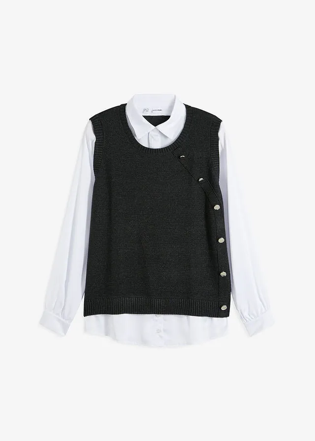 Jersey con inserto de blusa