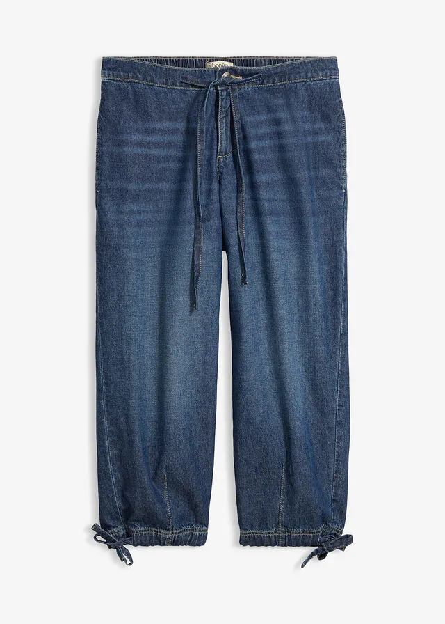 Vaqueros barrel, mid waist, cropped