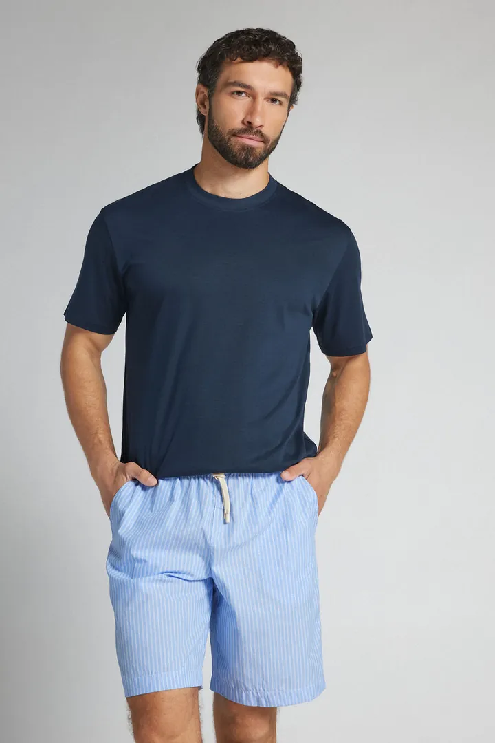 Intimissimi Shorts de Tela Estampado Raya Diplomática Hombre Azul Claro Tamaño L