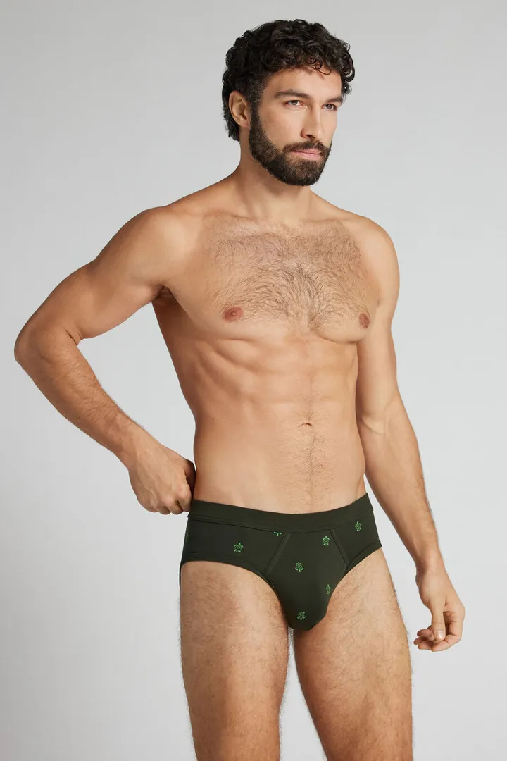 Intimissimi Slip Algodón Superior con Estampado Tortuga Hombre Verde Tamaño 38