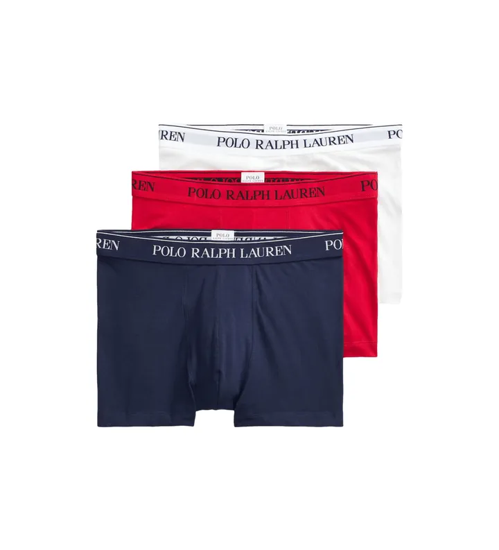 Polo Ralph Lauren para hombre. 714835885008 Pack de 3 Boxers marino, blanco, rojo (L), Homewear, Algodón, Elastano