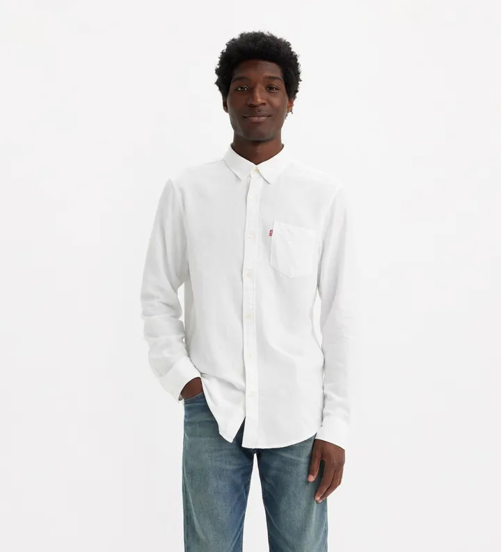 Levi's para hombre. 85746-0140 Camisa Sunset 1 Pocket Standard blanco (S), Casual, Algodón, Manga larga
