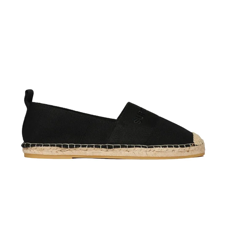Superdry para mujer. WF110289A Alpargatas de lona negro (37), Tela, Plano, Ninguno, Casual