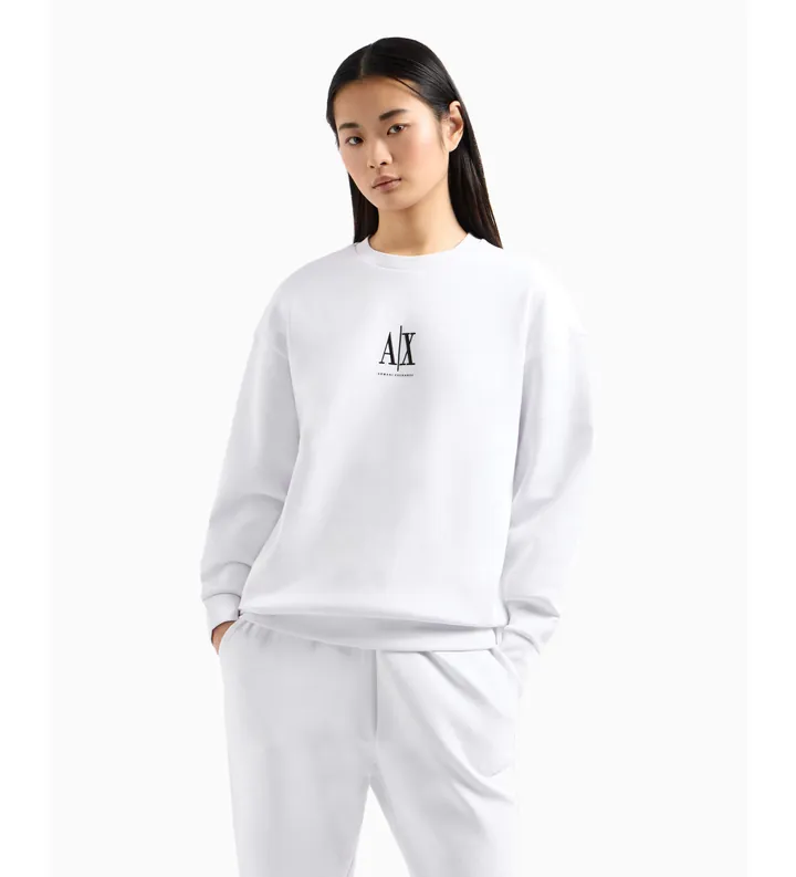 A|X Armani Exchange para mujer. XW000821AF10818U0002 Sudadera Crewneck blanco (M), Casual, Deportivo, Algodón, Multideporte