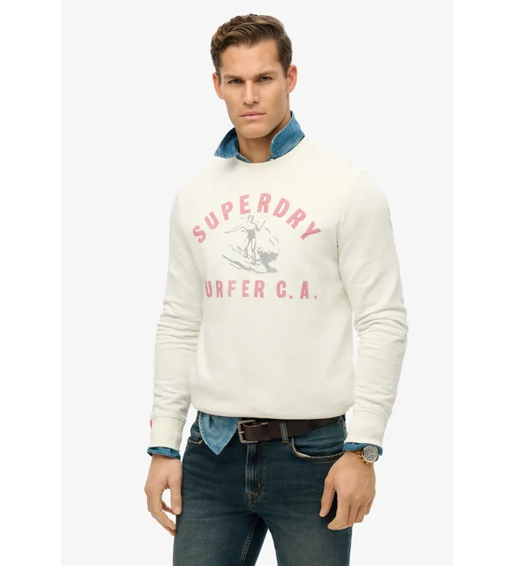 Superdry para hombre. M2014018A Sudadera Lo-Fi Outdoors blanco roto (L), Casual, Algodón