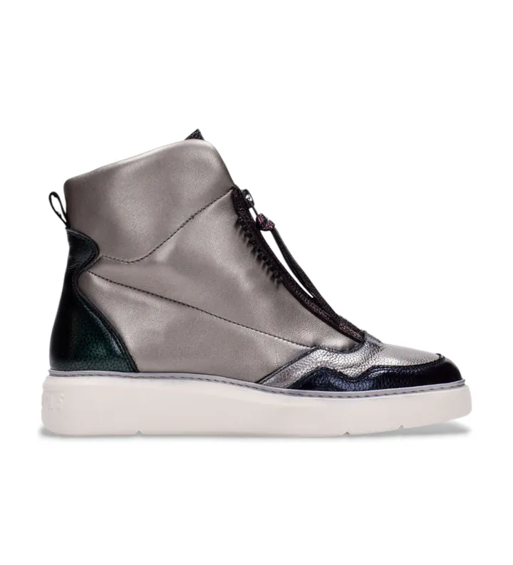 Hispanitas para mujer. CHI243654 Zapatillas de Piel Picual gris (36), Plano, Cremallera, Casual