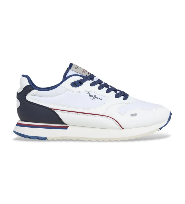 Pepe Jeans para hombre. PMS400007 Zapatillas Bexley South blanco (40), Plano, Cordones, Casual