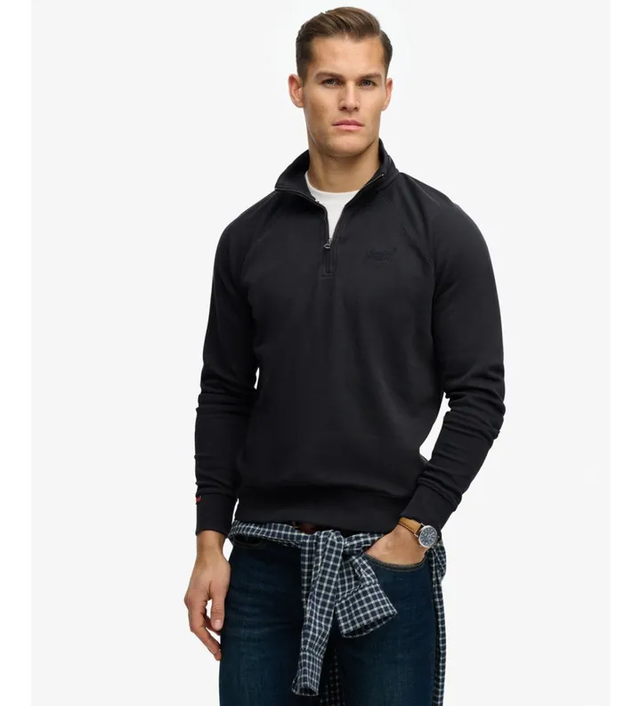 Superdry para hombre. M2014309A Jersey Essential Logo Henley marino (L), Casual, Poliéster, Manga larga