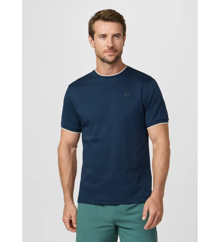 Hackett London para hombre. HM5000096 Camiseta con logo fit clásico marino (S), Casual, Algodón, Manga corta