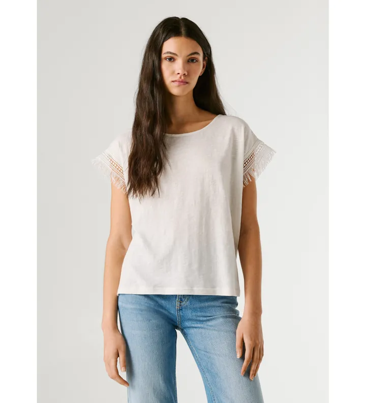 Pepe Jeans para mujer. PL5000143 Camiseta Nain blanco (S), Casual, Algodón, Manga corta