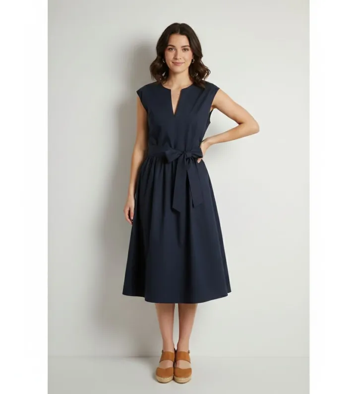 Woolrich para mujer. CFWWDR2028FRUT3944 Vestido Poplin marino (L), Casual, Algodón, Sin mangas / Tirantes