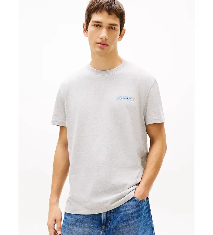 Tommy Jeans para hombre. DM0DM22547 Camiseta Vintage gris (L), Casual, Algodón, Manga corta