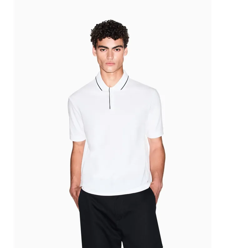 A|X Armani Exchange para hombre. XM001557AF10363U0009 Polo Elástico blanco (M), Casual, Algodón, Manga corta