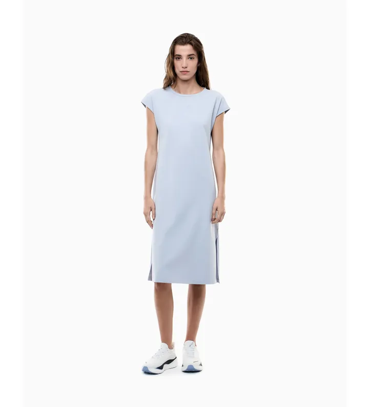 EA7 para mujer. 7W000957_AF12484 Vestido Logo azul (L), Casual, Algodón, Manga corta
