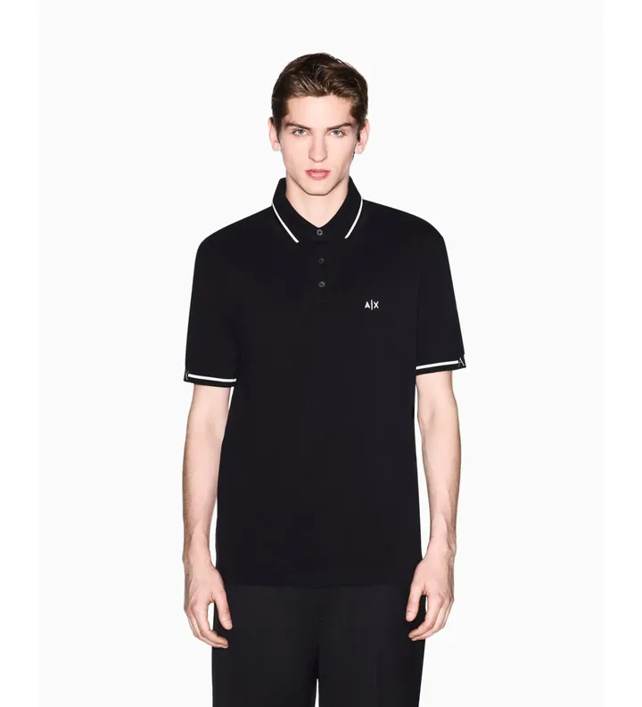 A|X Armani Exchange para hombre. XM002356AF13026UC001 Polo Refined negro (L), Casual, Algodón, Manga corta