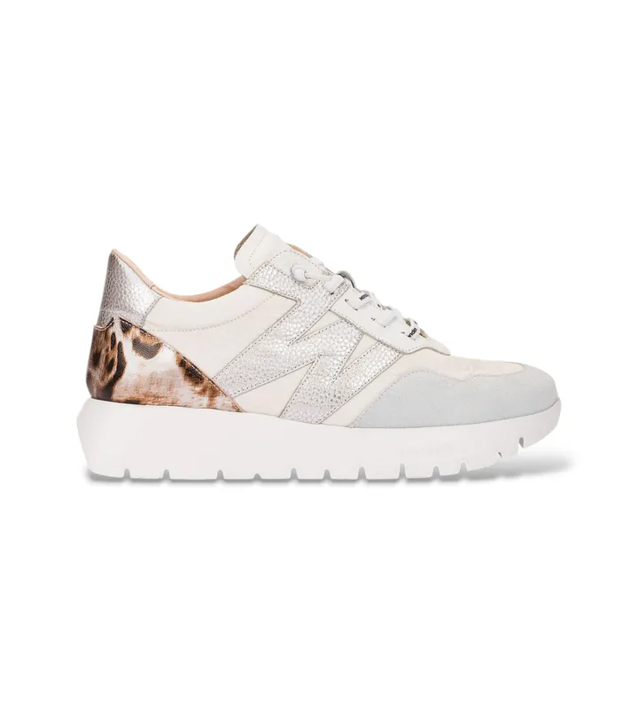 Wonders para mujer. A-24100 Zapatillas de Piel Odisei blanco roto (36), 3 a 5cm, Cordones, Casual