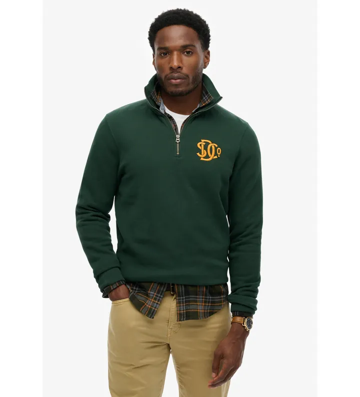 Superdry para hombre. M2014475A Sudadera Neon Half Zip Track verde (L), Casual, Algodón