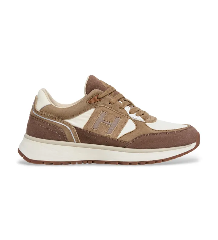 Hackett London para hombre. HMS200031 Zapatillas de Piel Otto Run marrón (44), Plano, Cordones, Casual