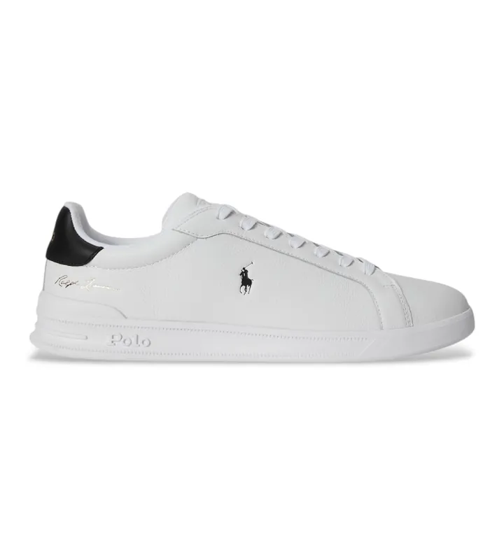 Polo Ralph Lauren para hombre. 809P13083001 Zapatillas Heritage Court II de piel blanco (40), Plano, Cordones, Casual