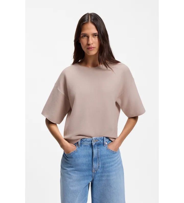 BOSS para mujer. 50560012 Jersey Fouetta rosa (L), Casual, Algodón, Manga corta