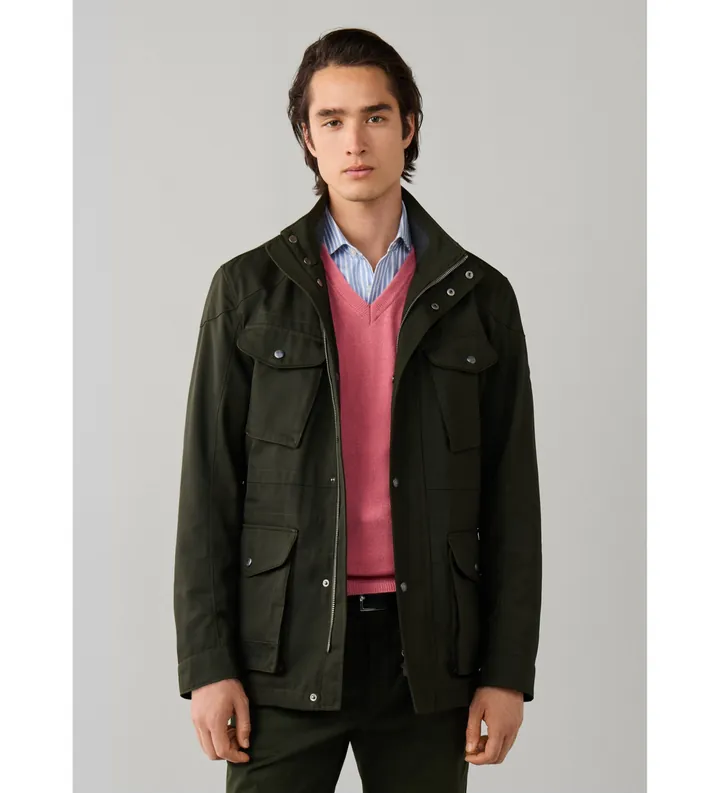 Hackett London para hombre. HM4000218 Chaqueta Velospeed verde (L), Casual, Poliéster