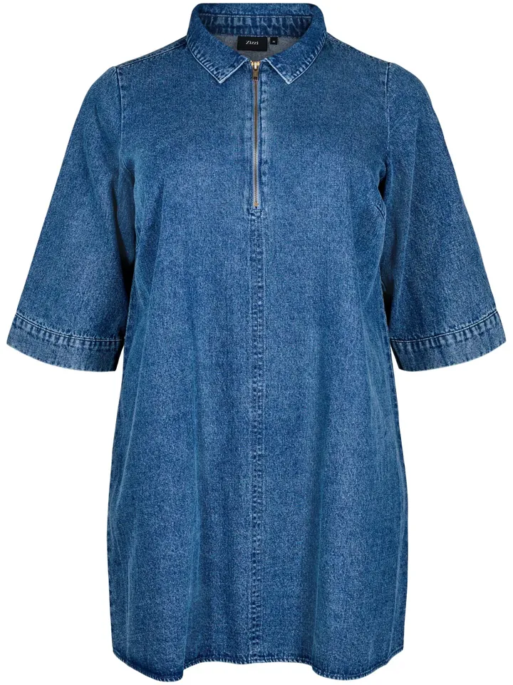 Zizzi Vestido camisero 'JEVIA'  azul denim