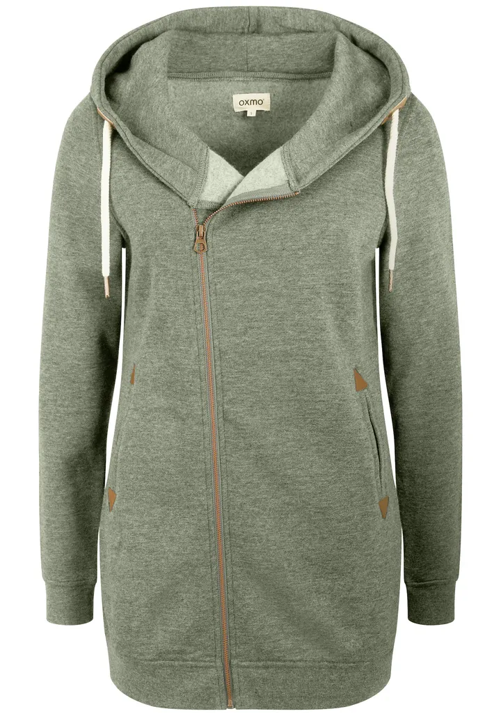 Oxmo Sudadera con cremallera 'Vicky'  marrón / verde