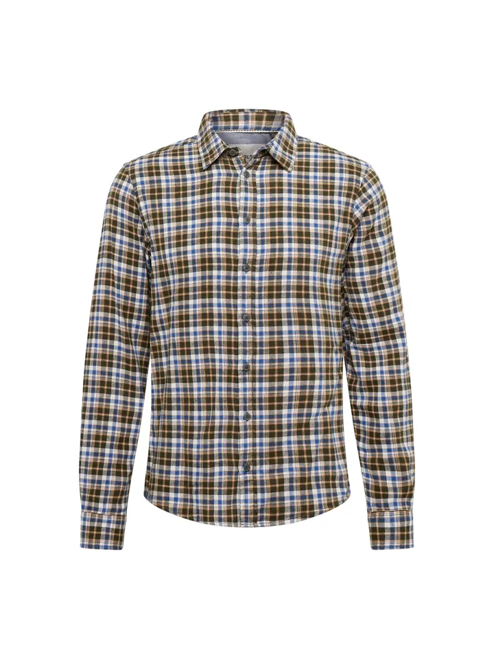 BLEND Camisa  azul / caqui / blanco